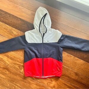 Lacoste Sport Windbreaker hoodie Kids - size 10 - Red, White, Blue